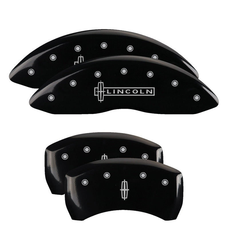 MGP Caliper Covers 36019SLC1BK Set of 4: Black finish, Silver Lincoln / Star logo