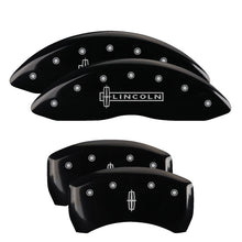 Load image into Gallery viewer, MGP Caliper Covers 36019SLC1BK Set of 4: Black finish, Silver Lincoln / Star logo