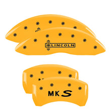 Load image into Gallery viewer, MGP Caliper Covers 36019SLCSYL Set of 4: Yellow finish, Black Lincoln / MKS