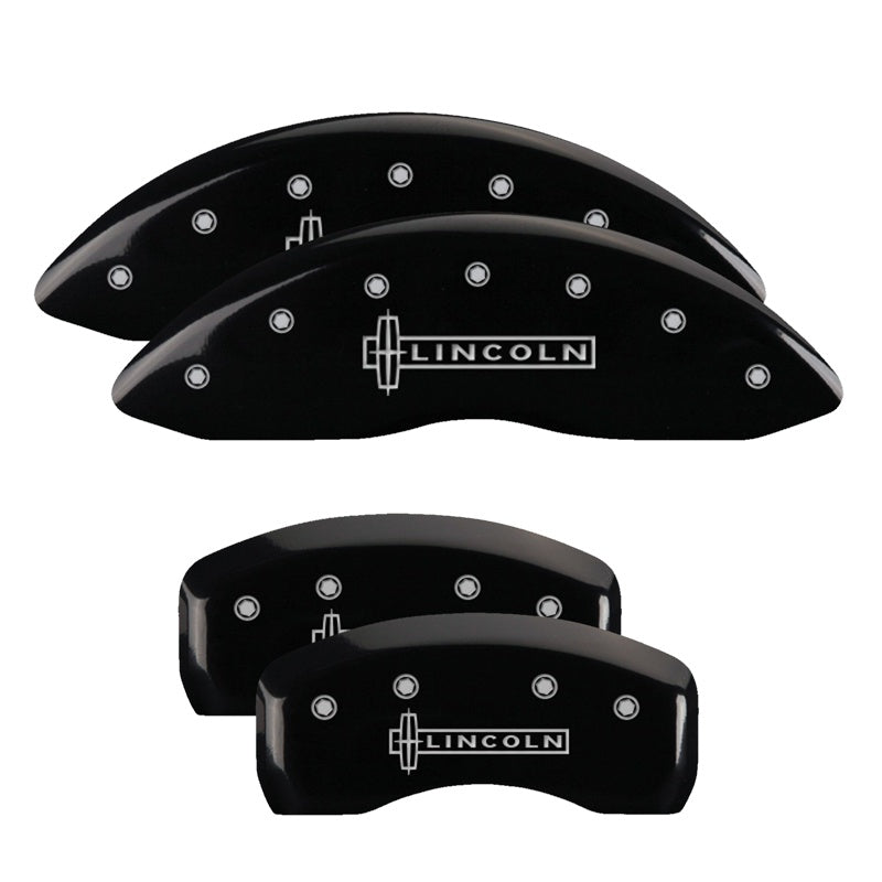 MGP Caliper Covers 36022SLCNBK Set of 4: Black finish, Silver Lincoln