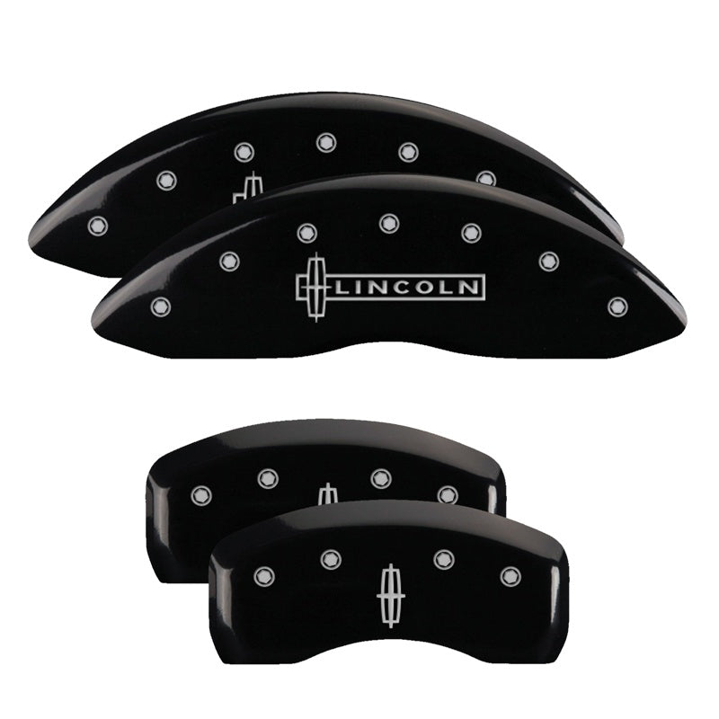 MGP Caliper Covers 36023SLC1BK Set of 4: Black finish, Silver Lincoln / Star logo