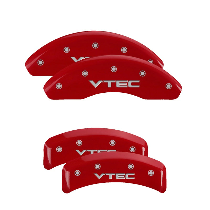 MGP Caliper Covers 39002SVTCRD Set of 4: Red finish, Silver VTEC
