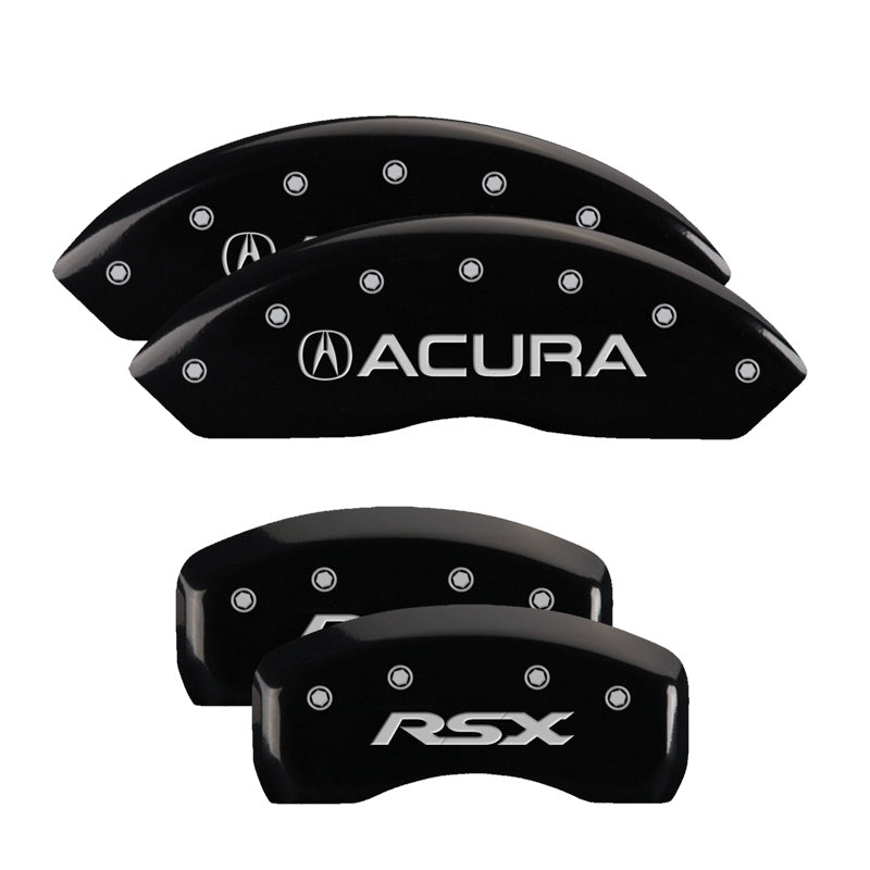 MGP Caliper Covers 39005SRSXBK Set of 4: Black finish, Silver Acura / RSX
