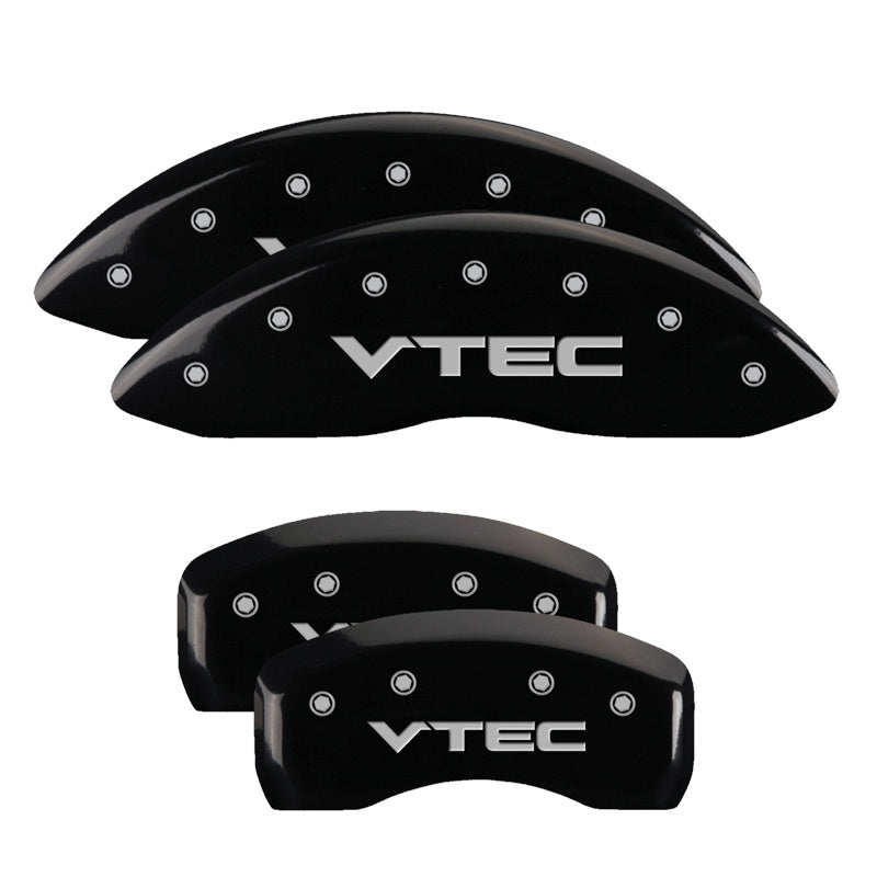 MGP Caliper Covers 39011SVTCBK Set of 4: Black finish, Silver VTEC