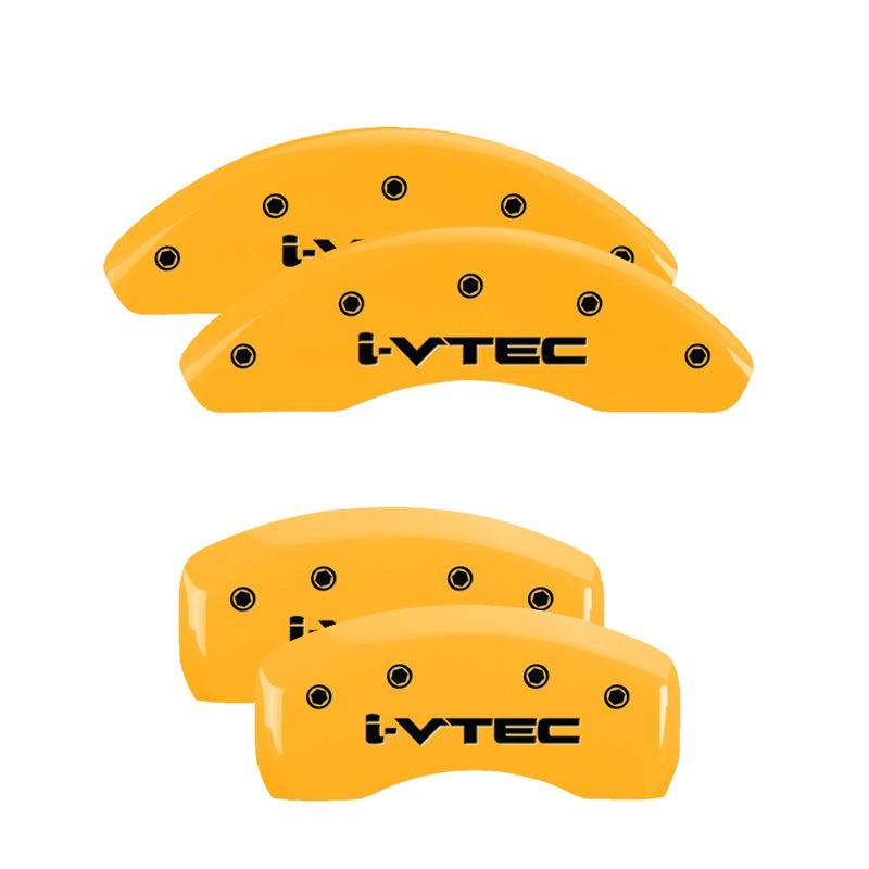 MGP Caliper Covers 39012SIVTYL Set of 4: Yellow finish, Black i-Vtec