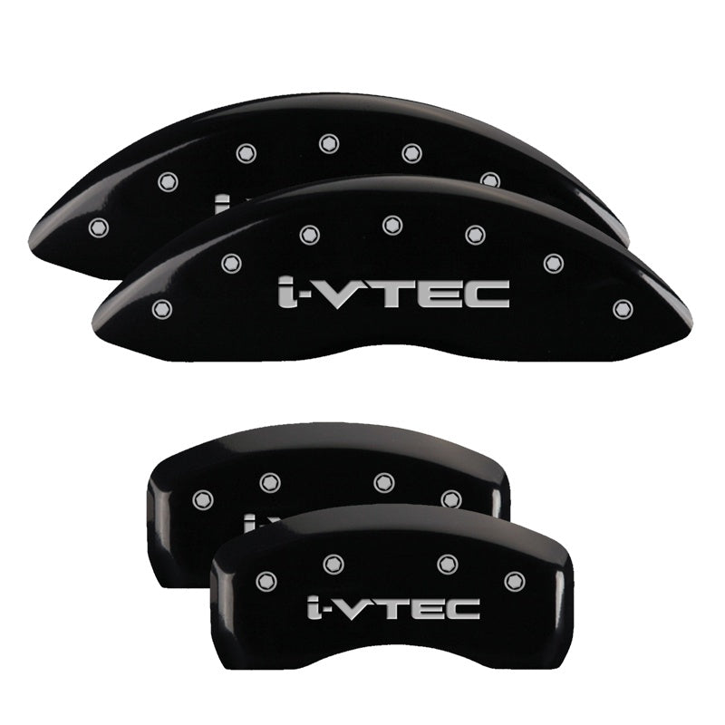 MGP Caliper Covers 39013SIVTBK Set of 4: Black finish, Silver i-Vtec