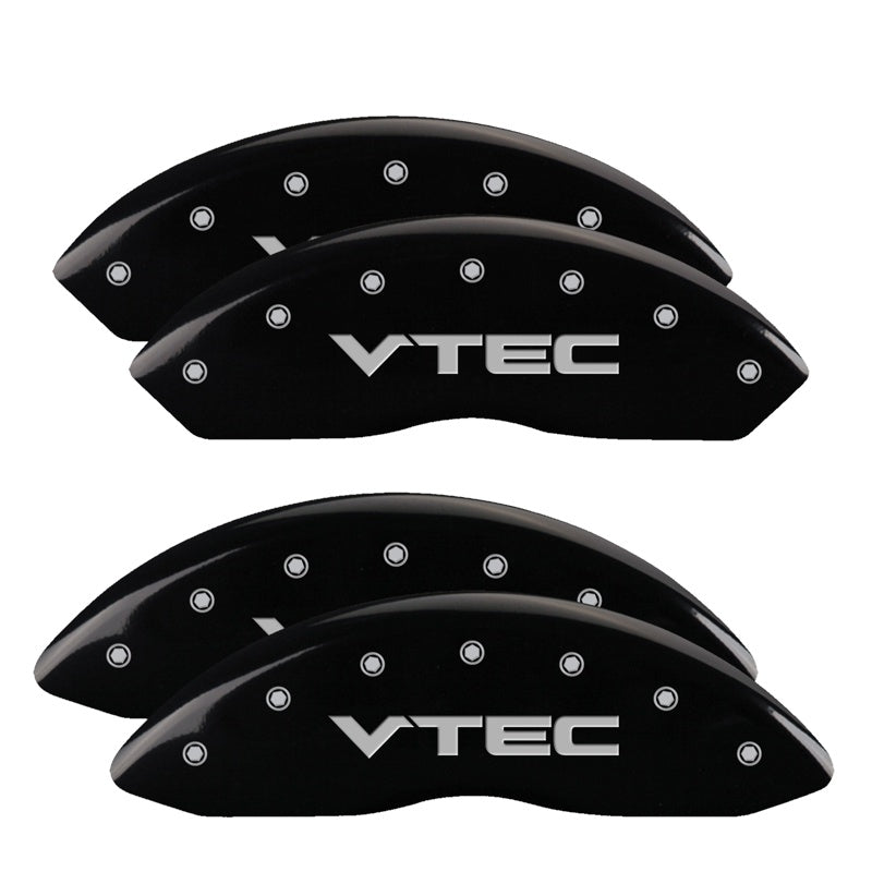 MGP Caliper Covers 39015SVTCBK Set of 4: Black finish, Silver VTEC