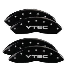 MGP Caliper Covers 39015SVTCBK Set of 4: Black finish, Silver VTEC