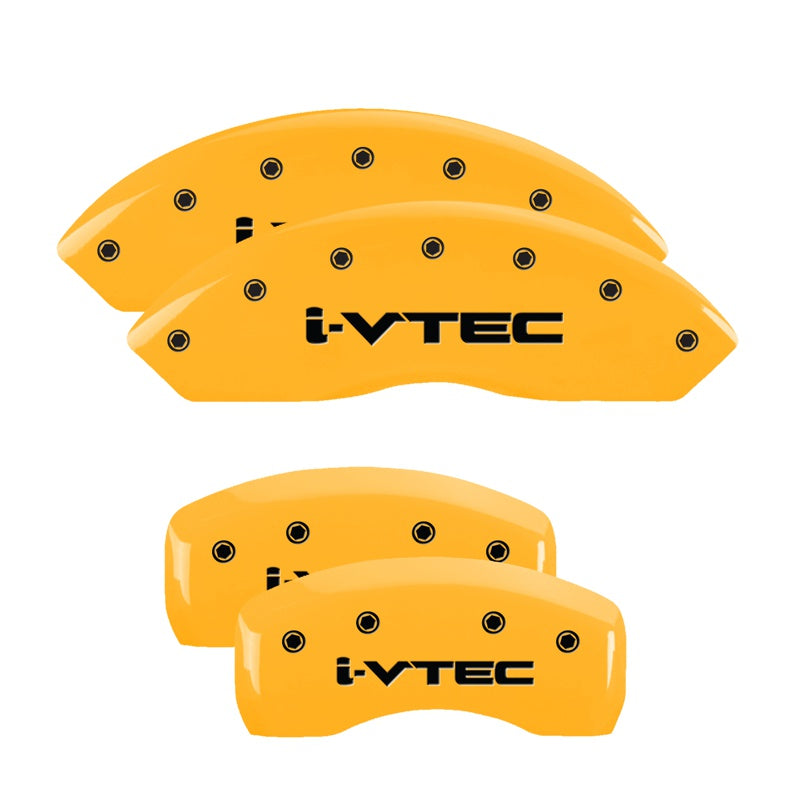MGP Caliper Covers 39016SIVTYL Set of 4: Yellow finish, Black i-Vtec