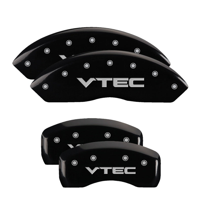 MGP Caliper Covers 39016SVTCBK Set of 4: Black finish, Silver VTEC