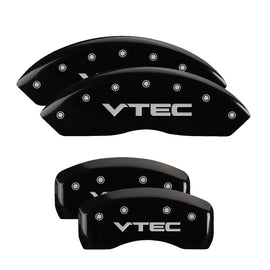 MGP Caliper Covers 39016SVTCBK Set of 4: Black finish, Silver VTEC