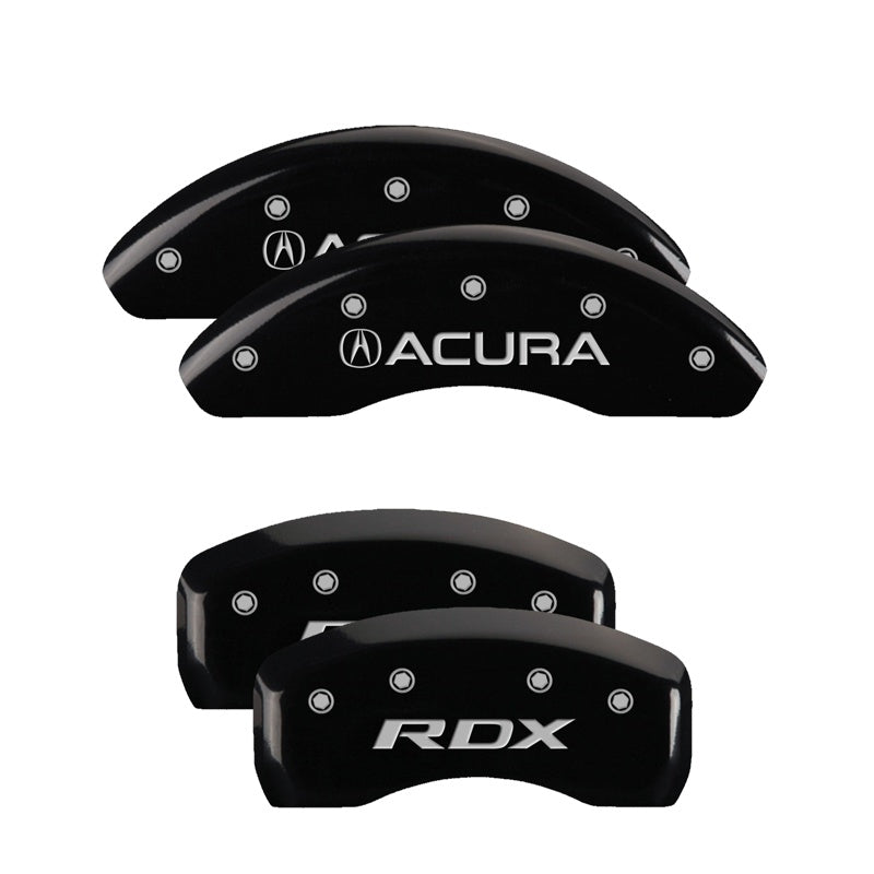 MGP Caliper Covers 39019SRDXBK Set of 4: Black finish, Silver Acura / RDX