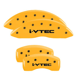 MGP Caliper Covers 39020SIVTYL Set of 4: Yellow finish, Black i-Vtec