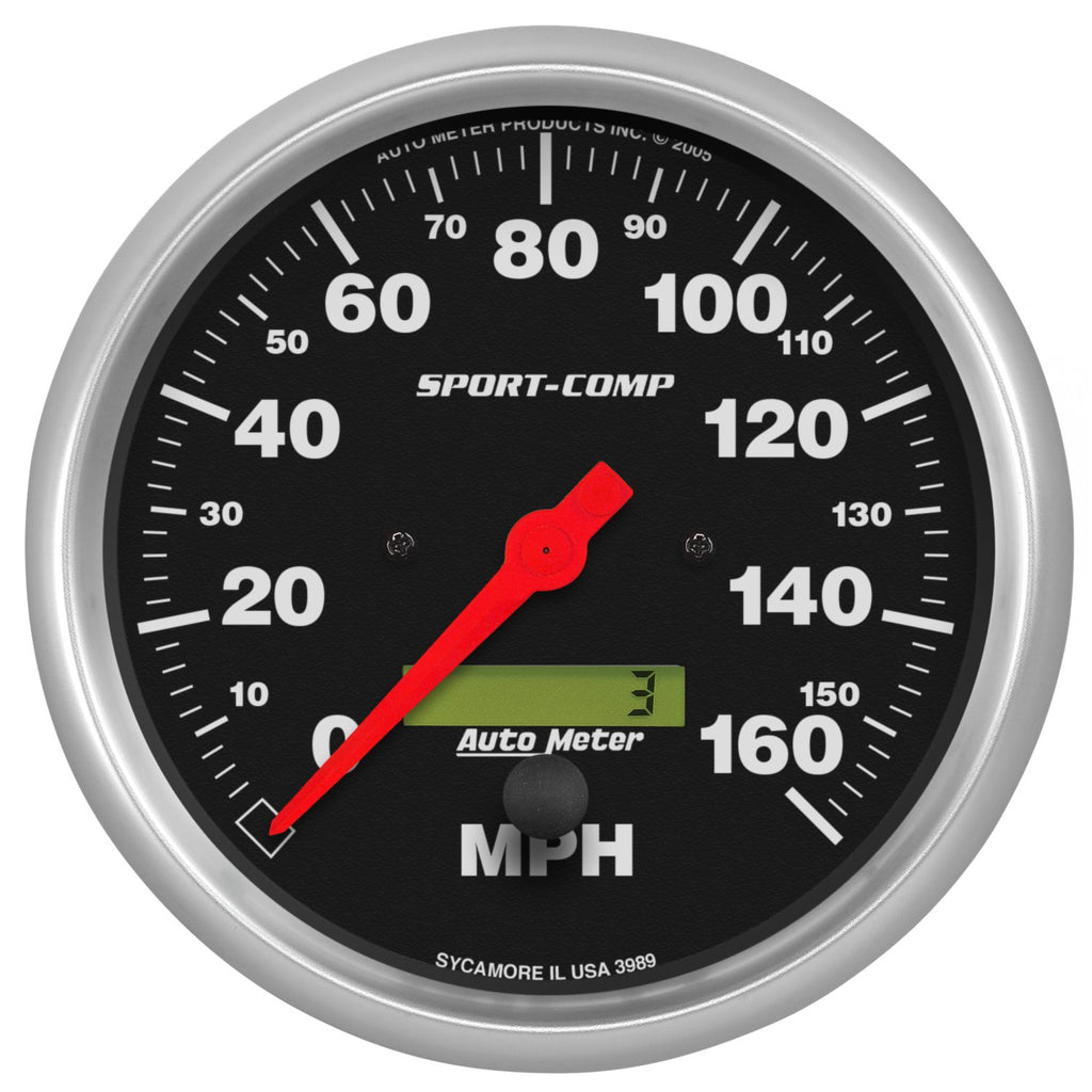 AutoMeter 3989 Traditional incandescent lighting illuminates around the perimeter of the dial