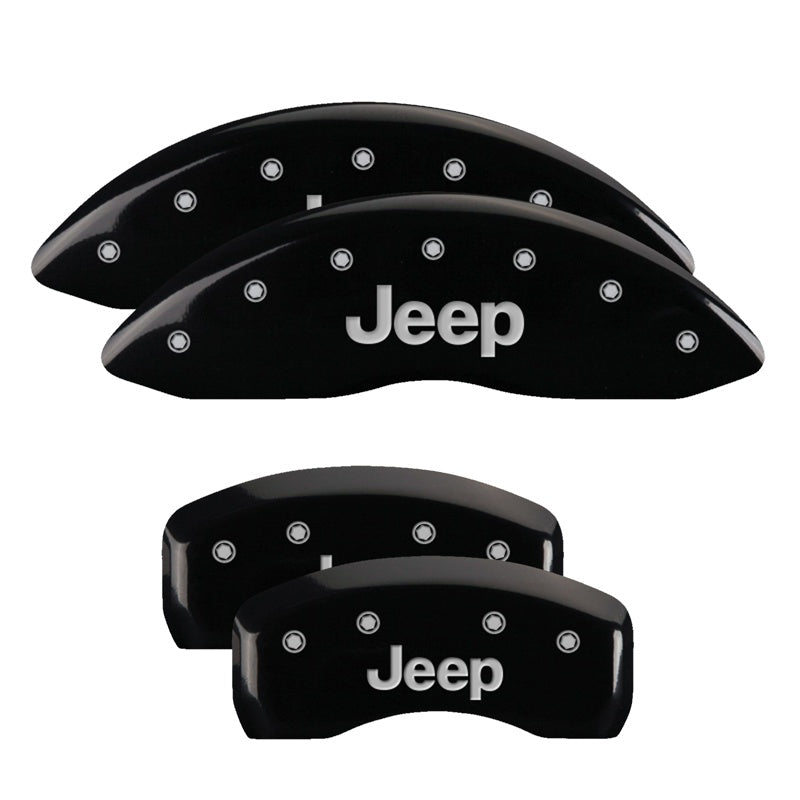 MGP Caliper Covers 42003SJEPBK Set of 4: Black finish, Silver JEEP