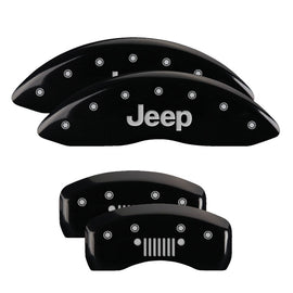 MGP Caliper Covers 42003SJPLBK Set of 4: Black finish, Silver JEEP / JEEP Grill Logo