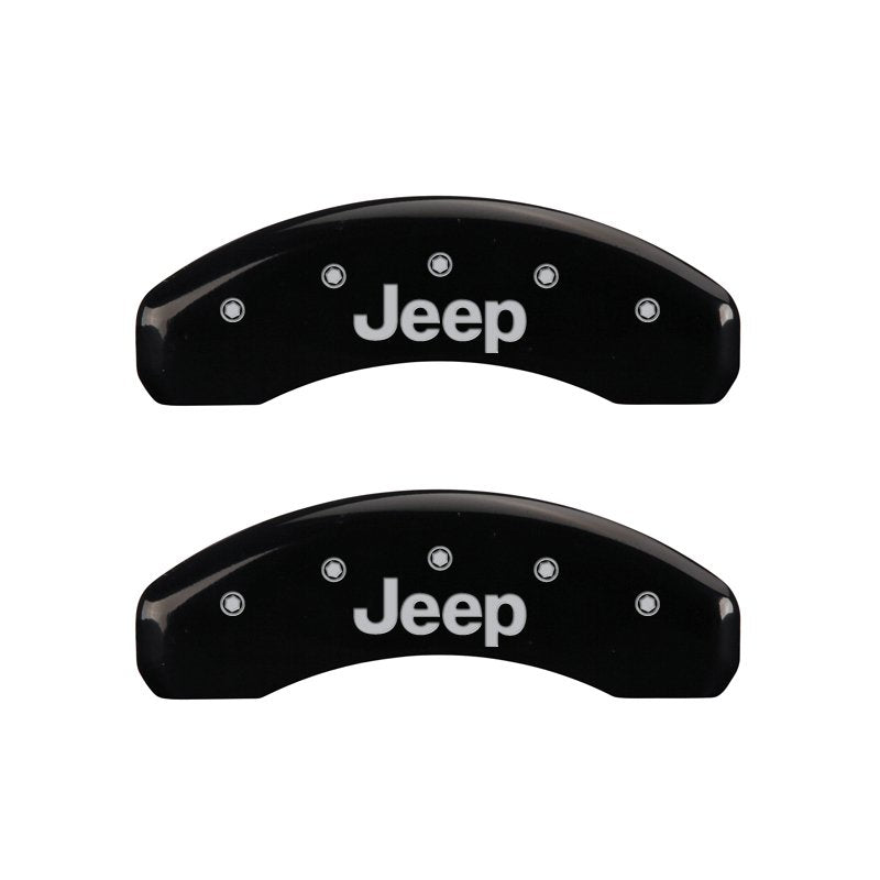 MGP Caliper Covers 42007SJEPBK Set of 4: Black finish, Silver JEEP