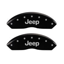 Load image into Gallery viewer, MGP Caliper Covers 42009FJEPBK Front Set of 2: Black finish, Silver JEEP
