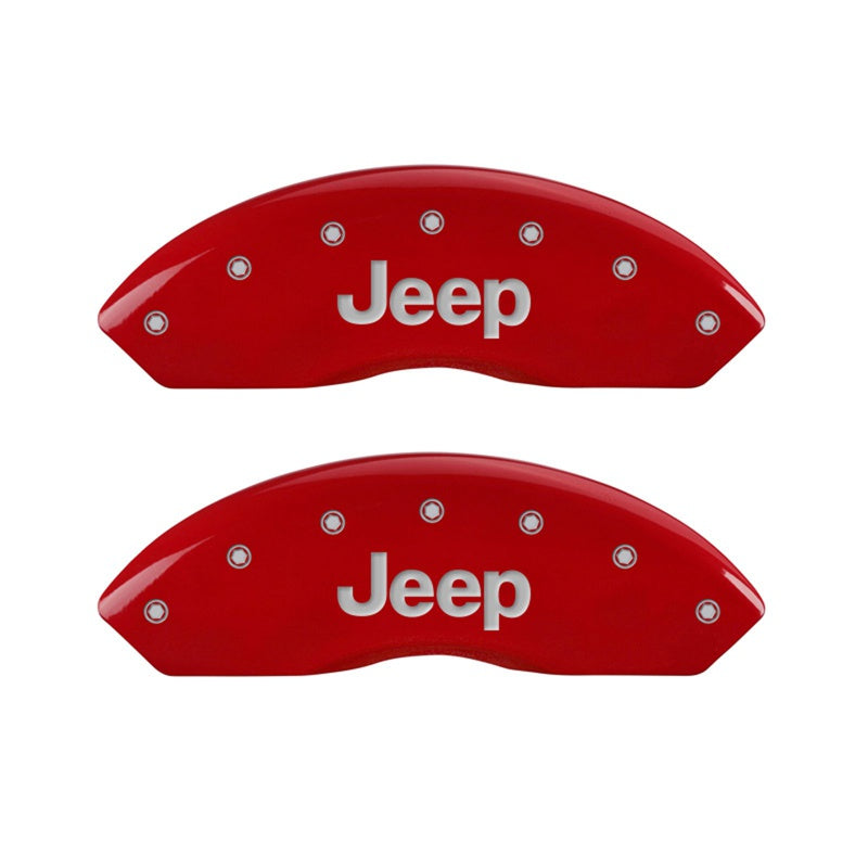 MGP Caliper Covers 42009FJEPRD Front Set of 2: Red finish, Silver JEEP