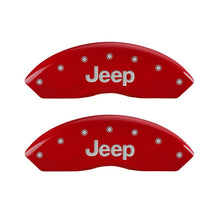 Load image into Gallery viewer, MGP Caliper Covers 42009FJEPRD Front Set of 2: Red finish, Silver JEEP