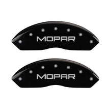 Load image into Gallery viewer, MGP Caliper Covers 42009FMOPBK Front Set of 2: Black finish, Silver MOPAR