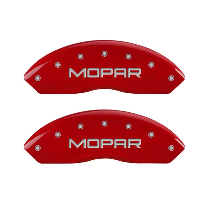 MGP Caliper Covers 42009FMOPRD Front Set of 2: Red finish, Silver MOPAR