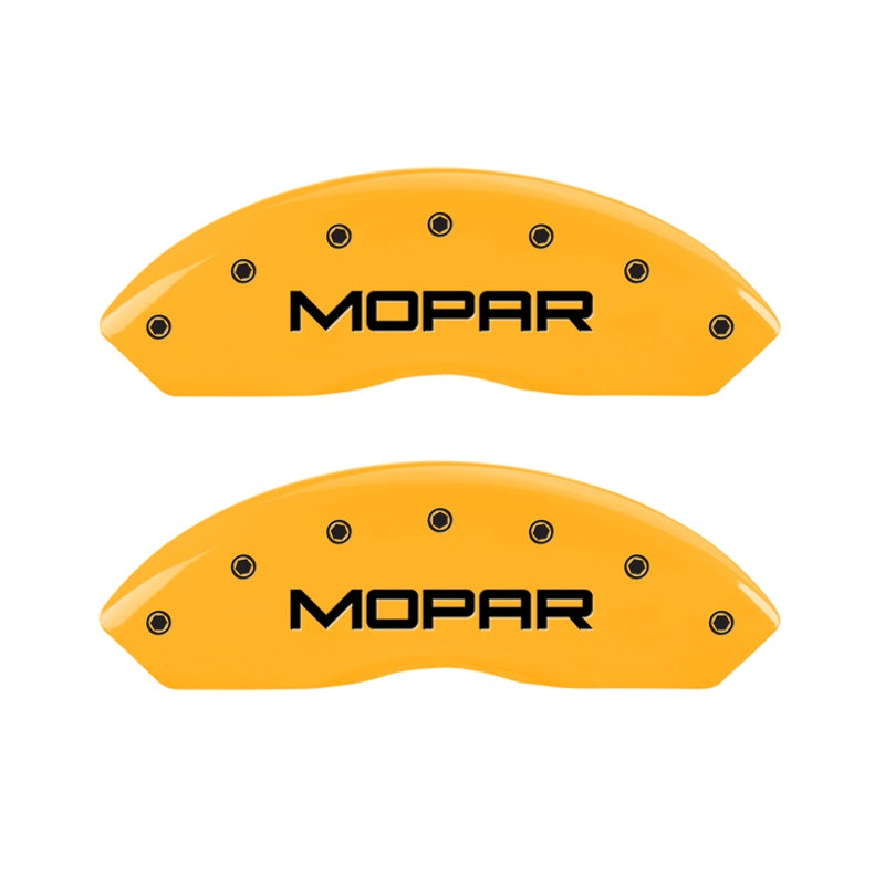 MGP Caliper Covers 42009FMOPYL Front Set of 2: Yellow finish, Black MOPAR
