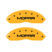 Load image into Gallery viewer, MGP Caliper Covers 42009FMOPYL Front Set of 2: Yellow finish, Black MOPAR