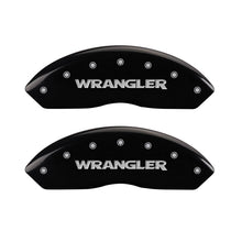 Load image into Gallery viewer, MGP Caliper Covers 42009FWRGBK Front Set of 2: Black finish, Silver WRANGLER