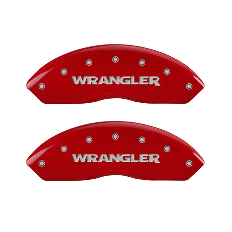 MGP Caliper Covers 42009FWRGRD Front Set of 2: Red finish, Silver WRANGLER