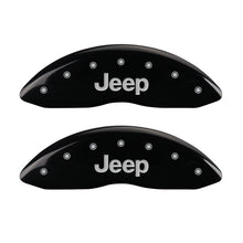 Load image into Gallery viewer, MGP Caliper Covers 42011FJEPBK Front Set of 2: Black finish, Silver JEEP