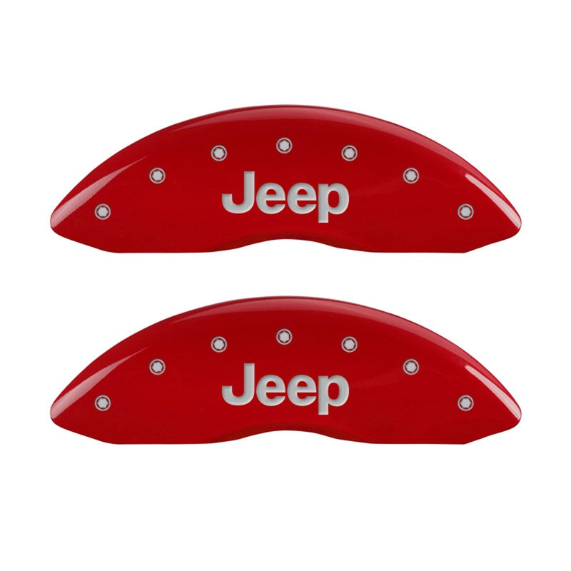 MGP Caliper Covers 42011FJEPRD Front Set of 2: Red finish, Silver JEEP