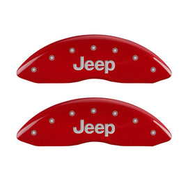 MGP Caliper Covers 42011FJEPRD Front Set of 2: Red finish, Silver JEEP