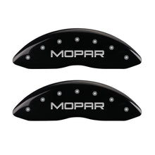 Load image into Gallery viewer, MGP Caliper Covers 42011FMOPBK Front Set of 2: Black finish, Silver MOPAR