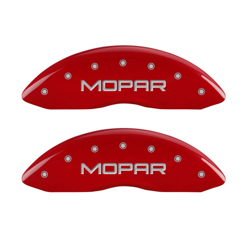MGP Caliper Covers 42011FMOPRD Front Set of 2: Red finish, Silver MOPAR
