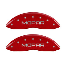 Load image into Gallery viewer, MGP Caliper Covers 42011FMOPRD Front Set of 2: Red finish, Silver MOPAR