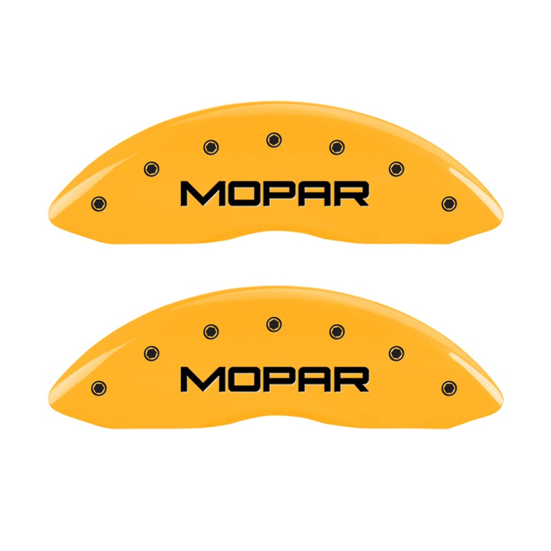 MGP Caliper Covers 42011FMOPYL Front Set of 2: Yellow finish, Black MOPAR