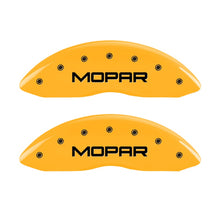 Load image into Gallery viewer, MGP Caliper Covers 42011FMOPYL Front Set of 2: Yellow finish, Black MOPAR