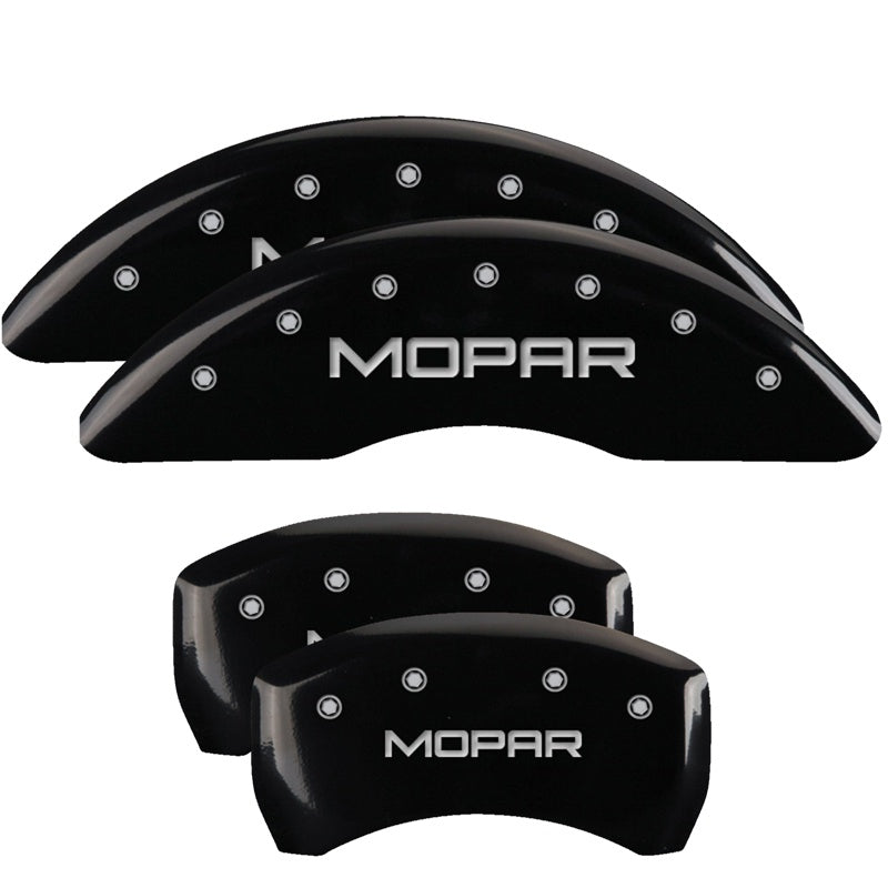 MGP Caliper Covers 42012SMOPBK Set of 4: Black finish, Silver MOPAR