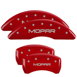 MGP Caliper Covers 42012SMOPRD Set of 4: Red finish, Silver MOPAR