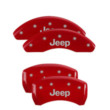 Load image into Gallery viewer, MGP Caliper Covers 42013SJEPRD Set of 4: Red finish, Silver JEEP