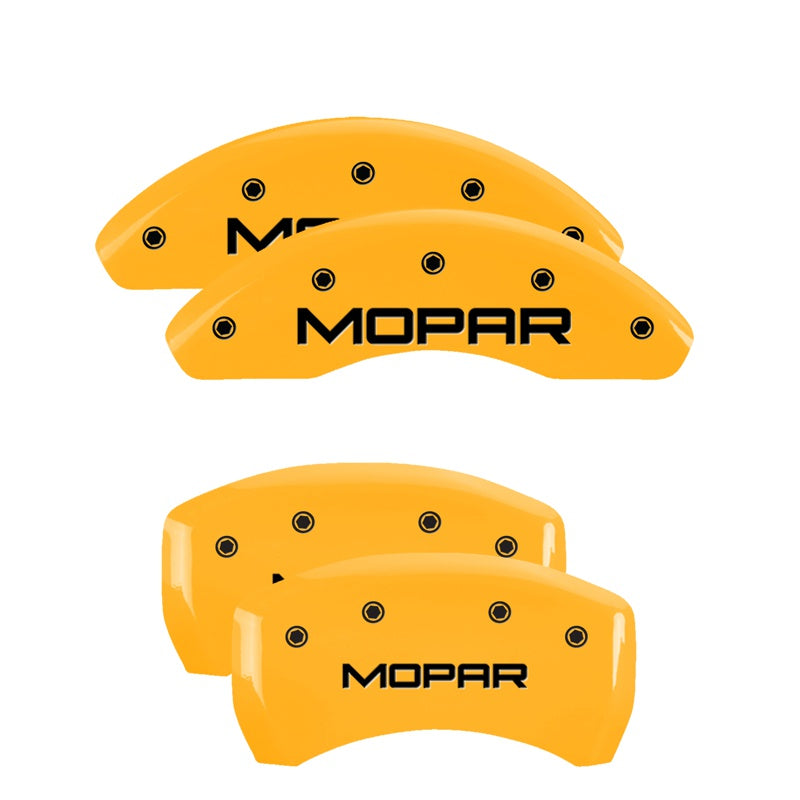 MGP Caliper Covers 42013SMOPYL Set of 4: Yellow finish, Black MOPAR
