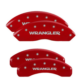 MGP Caliper Covers 42014SWRGRD Set of 4: Red finish, Silver WRANGLER
