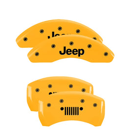 MGP Caliper Covers 42016SJPLYL Set of 4: Yellow finish, Black JEEP / JEEP Grill Logo