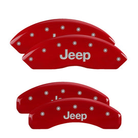 MGP Caliper Covers 42019SJEPRD Set of 4: Red finish, Silver JEEP