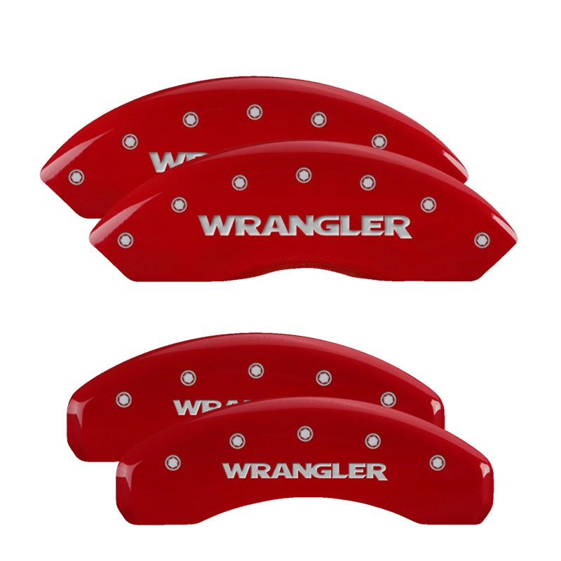 MGP Caliper Covers 42019SWRGRD Set of 4: Red finish, Silver WRANGLER