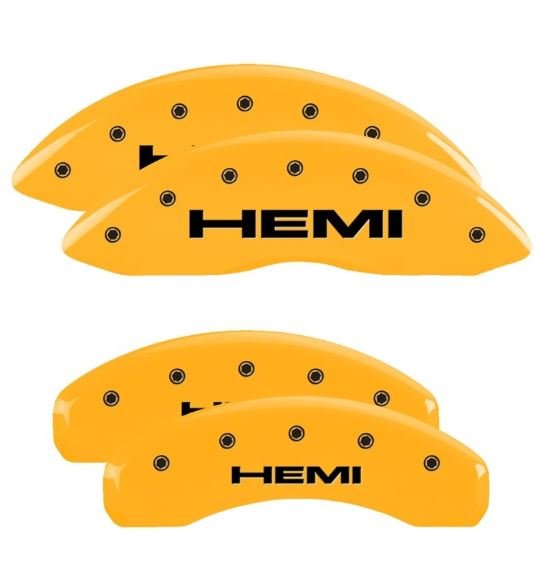 MGP Caliper Covers 42020SHEMYL Set of 4: Yellow finish, Black Hemi
