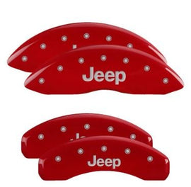 MGP Caliper Covers 42020SJEPRD Set of 4: Red finish, Silver JEEP