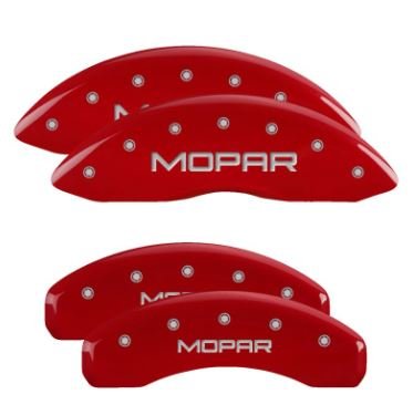 MGP Caliper Covers 42020SMOPRD Set of 4: Red finish, Silver MOPAR