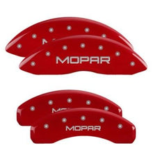 Load image into Gallery viewer, MGP Caliper Covers 42020SMOPRD Set of 4: Red finish, Silver MOPAR